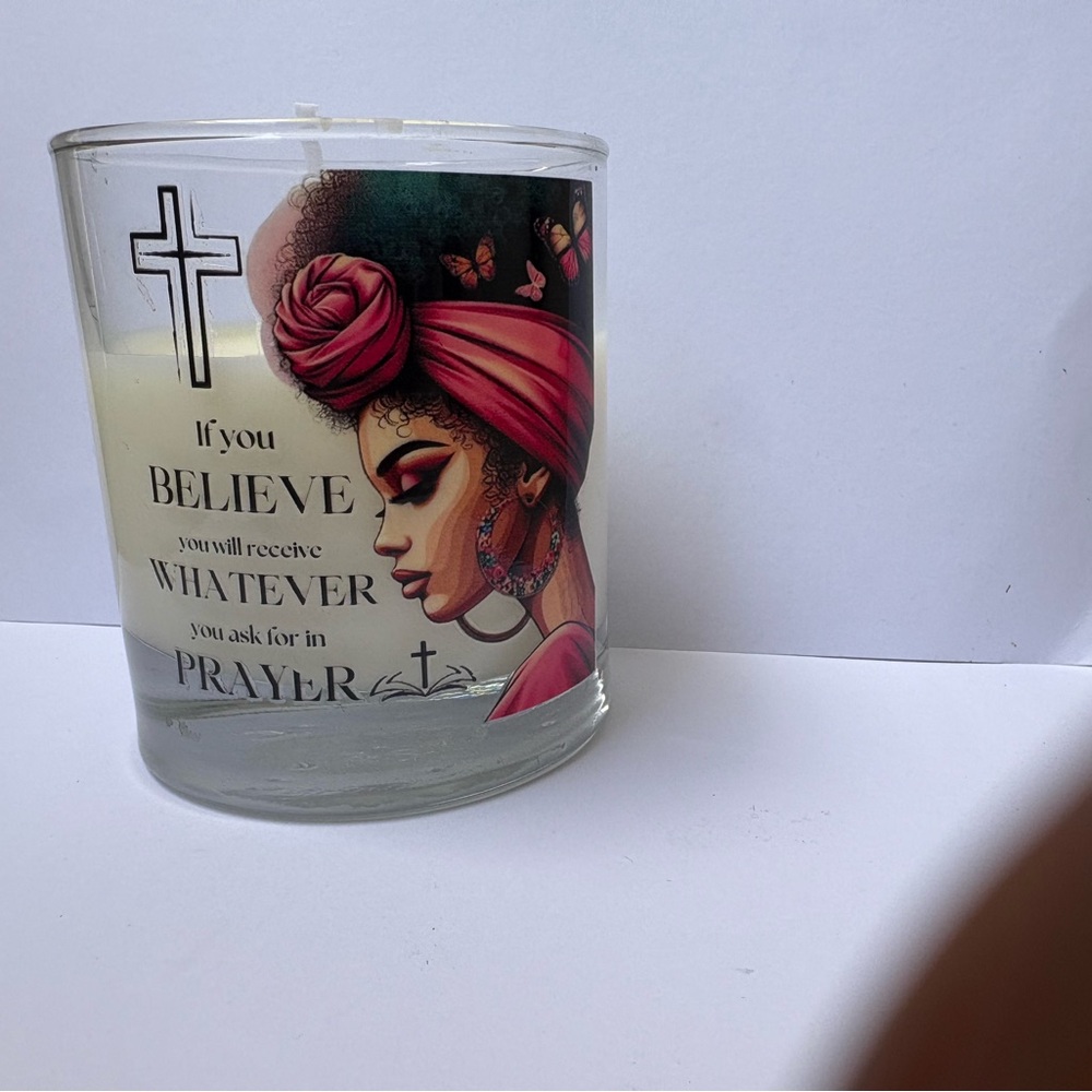 Decorative Prayer Candle with Artistic Design